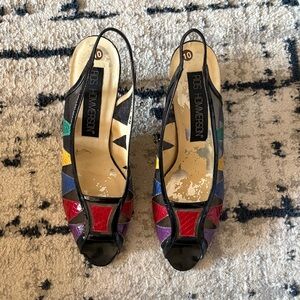 Women’s vintage Ros Hommerson funky leather sling kitten heel size 10